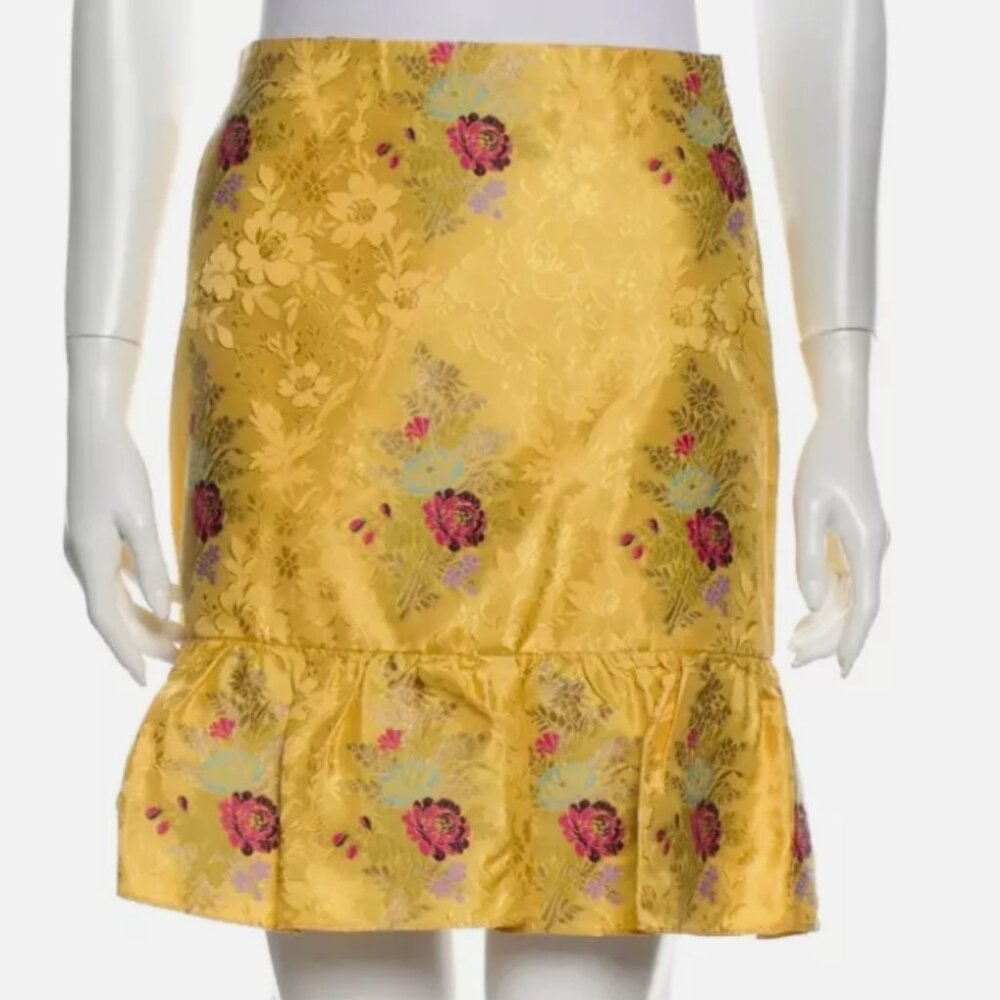 Gucci Brocade Skirt 2016 Collection Metallic Yellow Floral Mini L (Orig. $3500) - Picture 5 of 8